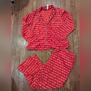 Joe Fresh Pyjama Set Woman's XXL- Fleece Red  Christmas Holy Jolly Pyjamas NWT